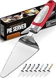 Orblue Pie Server, Essential Kitchen Tool, Serrated on Both Sides, Great for Right or Left Handed Chef, Stainless Steel Flatware, Cake Cutter, Red