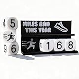 Falnvita Desk Running Mileage Tracker for Recording Mileage Running Pedometer & Goal Setter, Fitness Motivation Display for Runners, Marathon Training Gift (Black Boys)