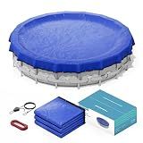 POOLHACKER 2026 Upgrade 24FT Round Winter Pool Cover for Above Ground Pools