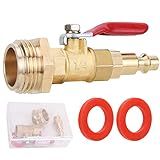 RV Winterize Blowout Adapter Kit - 1/4" Male Quick Connect Plug and 3/4" Male GHT Thread, Wintering Quick Fitting with Ball Valve and 2 Pcs Washers for Winterize RV Boat Camper Trailer