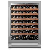 Ca'Lefort 24 Inch Wine Fridge, 61 Bottle Wine Cooler Refrigerator, 40-65°F Wine Refrigerator Glass Door, 3 LED Wine Fridge, Built-in or Freestanding Fridge for Home/Bar/Kitchen (5.65 cu.ft)