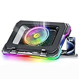 ChillCore RGB Gaming Laptop Cooling Pad with 5.5" Turbo Fan, Rapid Cooling for 15.6-19.3" Laptops, Variable Speed Control, 7 Adjustable Heights - K1 5V RGB