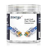 ZOERAX 100-Pack RJ45 Cat6 Pass Through Connector RJ45 Modular Plugs for Solid or Stranded UTP Cable