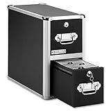 Vaultz CD Case Holder - File Cabinet CD Rack w/ 2 Drawers and Key Locks, 8 x 14.5 x 15.5 Inch DVD Organizer and CD Storage Box - Black
