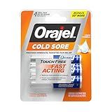 Orajel Touch Free Cold Sore Treatment .12oz, Liquid Formula, Provides Immediate & Targeted Pain Relief, Bonus Size, 6 Applicators.