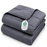 L'AGRATY Weighted Blanket for Adults 15lbs, 48"x72", Dark Grey Twin Full Size Heavy Throw Blanket, Cooling, Breathable, Microfiber with Glass Beads, Big, Washable, All-Season