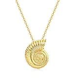 Dixbix Shell Seashell Necklace for Women,Chunky 18K Gold Plated Beach Conch Shell Necklaces Gifts for Women (Conch G-Plated)