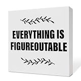 Funny Office Desk Decor for Work Women Men, Home Office Decoration Wooden Box Sign, Accountant CPA Finance Office Gifts for Coworker Boss Leader, Everything Is Figureoutable