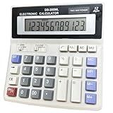 Desk Calculator Large 12 Digit Display, Dual Power Basic Calculator Desktop, Big Button for Office, Business, Home and School (Grey).