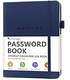 Password Book with Alphabetical Tabs – Hardcover Internet Address & Password Organizer – Password Keeper Notebook for Computer & Website – 7 x 10" Log-in Password Journal w/ Thick Paper (Navy Blue)
