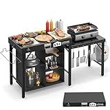 Leteuke Grill Table for Blackstone Griddle, Portable Foldable Grill Table with Storage Fits Ninja, Blackstone Griddle Stand for Outdoor Camping, Picnic, Garden, Patio, Dining, BBQ, Party