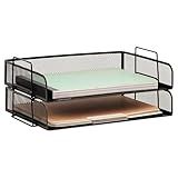 Mind Reader Stackable Paper Tray, Desktop Organizer, File Storage, Office, Metal Mesh, 2 Pcs., Black