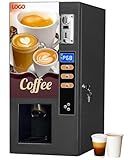 Commercial Coffee Vending Machine – Coin Operated, 3 Flavor Instant Hot Drinks, Smart Self Coin Payment, Automatic Cup Drop System, for Office, Cafe, School