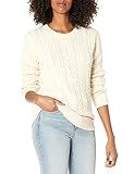 Amazon Essentials Women's Soft Fisherman Cable Long-Sleeve Crewneck Sweater (Available in Plus Size), Cream, Medium