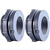Outus 2 Pieces PVC Bulkhead Fitting for Rain Barrels, Aquariums, Water Tanks (1.5 Inch)