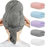 HOMEXCEL 5PK Microfiber Hair Towels, 40x20 in, Fast Drying for Long Hairs
