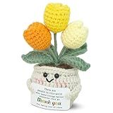 OASSIE Birthday Gifts for Women - Mini Positive Tulip Flowers Emotional Support Crochet - Thank You Christmas Appreciation Retirement Bosses Day Gifts for Women Coworkers Boss Teacher Friend