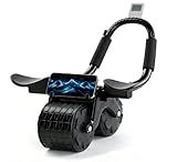 2026 New Ab Roller Wheel with Timer & Knee Mat,Automatic Rebound Abdominal Wheel with Elbow Support Ab Workout Equipment for Strengthening Core Muscles Abs Exercise Roller for Women Men (Black)