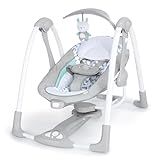Ingenuity ConvertMe 2-in-1 Compact Portable Automatic Baby Swing & Infant Seat, Battery-Powered Vibrations, Nature Sounds, 0-9 Months 6-20 lbs (Raylan)