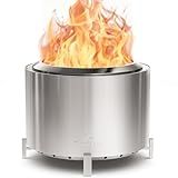 OutVue 27 Inch Stainless Steel Smokeless Fire Pit with Waterproof Cover