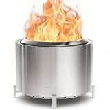 OutVue 27 inch Stainless Steel Smokeless Fire Pit, Outdoor Smokeless Firepit, Wood Burning Fire Pits for Camping, Bonfire, Low Smoke Firepit for Outside (Vertical Hole)