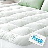 Ultra Soft Full Size Mattress Topper - Viscose Made from Bamboo Pillow Top Mattress Pad for Back Pain Relief - Naturally Cooling for Hot Sleepers, Green