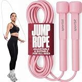 SPORTBIT Adjustable Jump Rope for Fitness and Exercise – Skipping Rope for Cardio, Boxing, and Weight Loss – Speed Rope perfect for Men & Women – Pink