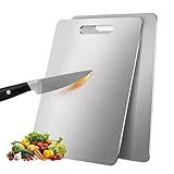 2 Pack Titanium Cutting Boards for Kitchen,100% Pure Titanium, Cutting Edge Hygiene & Durability, Double-sided food-grade Titanium Cutting Board For Meats Fruist And Vegetables,Easy to Clean (13 * 9)
