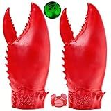 Funny Lobster Crab Claw Gloves Weapon Prop Set, Includes A Pair of Gloves, Crab Decor Props (Glow), Natural Latex Material, Suitable for Halloween Cosplay and Gift Parties