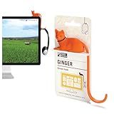 Monkey Business Ginger The Cat Tail Hook for Computer Screen, Tight Spaces, Hang Keys, Accessories in Easy Reach (Orange)