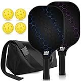 Jobunai 99.9% T300 Carbon Fiber Pickleball Paddles 2 Pack Lightweight Pickle Ball Paddle Indoor Outdoor Game Equipment Gear Beginners Intermediate Pro Sport Accessories Gift Ideas for Adults