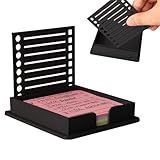2025 Upgraded Sticky Note Organizer-Built-in Ruler & Stencil Templates, Universal Holder for 3x3 Post-Its – Compact Desktop Dispenser for Office, Home, School (Black-1PCS)