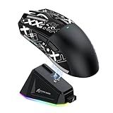 MAGIC-REFINER Attack Shark X11 59g Superlight Wireless Gaming Mouse with Grip Tape, RGB Charging Dock，BT/2.4G Wireless/Wired Pc Mouse, 22000 DPI,5 Programmable Buttons for Pc/Mac(Black)
