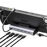 JSAUX Upgraded Docking Station for Steam Deck OLED/ROG Ally X/Legion Go (S)/MSI Claw, 6-in-1 Steam Deck Dock with HDMI 4K@120Hz, Gigabit Ethernet, 3 USB A 3.0, 100W Charge, for Steam Deck-HB0603