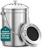 Utopia Kitchen Countertop Compost Bin 1.3 Gallon, Stainless Steel, Silver