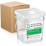 LemonRoad Dry Cell Battery Disposal Container 1.3 Gallon Battery Recycling Container Dry Cell Storage Recycling Bin with Lid Label and Cardboard Box