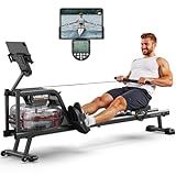 YOSUDA Water Rowing Machines with Bluetooth-Water Rowers 350LBS Weight Capacity for Home Use with Smooth Aluminum Dual Slide Rail & Rowing-Dedicated Monitor