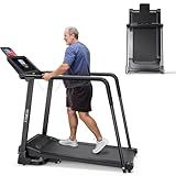 Treadmills for Seniors with Handrails – Full-Length Safety Rails, Quick-Fold Space Saver & Joint-Friendly Deck | Reverse-Walk Mode & Quiet Motor