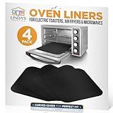 Toaster Oven Liners for Bottom of Oven (4 Pack) Reusable Non-Stick Heat Resistant Toaster Liners, Compatible with Breville, Cuisinart, Black & Decker, Dash, and More - Air Fryer Liners 12"x12" (Black)