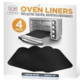 Toaster Oven Liners for Bottom of Oven (4 Pack) Reusable Non-Stick Heat Resistant Toaster Liners, Compatible with Breville, Cuisinart, Black & Decker, Dash, and More - Air Fryer Liners 12"x12" (Black)