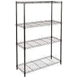 Amazon Basics 4-Shelf Adjustable Heavy Duty Steel Wire Rack Storage Shelving, Sturdy Garage Shelving, 350 lbs Capacity Per Shelf, Easy No-Tool Assembly, 36" x 14" x 54", Black
