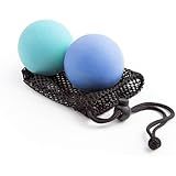 Japanese Craftsmanship Physical Massage Therapy Ball Set - Ideal for Yoga, Deep Tissue Massage,Yoga & Trigger Point Treatments. Set - 2 Extra Firm Balls W/Mesh Bag, Blue