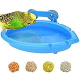 Mygeromon Bird Bath for Cage-Small Tub Bowl for Hang Inside Cage Birdbath Shower for Parrot/Parakeets/Cockatiels/Canary/Budgerigar (Blue)
