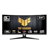 ASUS TUF Gaming 34” Ultra-Wide Curved Monitor (VG34VQ3B) – 21:9 QHD (3440x1440), 180Hz, 1ms, Extreme Low Motion Blur Sync, FreeSync Premium, Speaker, 90% DCI-P3, DisplayWidget Center, 3 yr Warranty