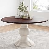 Soohow 47.2" Wood Round Dining Table, Kitchen Table for 4-6 People with Pedestal Base, Ideal for Kitchen and Dining Room