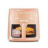Gourmia 8 Qt Air Fryer, 8 Presets with Digital Display, FryForce 360° Technology, Easy View Window & Interior Light, Dishwasher Safe Basket, Peach