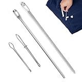 4Pcs Drawstring Threader Tool, Stainless Steel Threading Tool Kit with Spring-Loaded Tweezers & Safety Pins for Hoodies, Shoes, Pants | Replace Lost Drawstrings, Elastic Cords Easily
