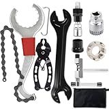 Bike Tool Kit,8 Professional Bicycle Repair Tools for Mountain Bike with 3-in-1 Cassette Remover Wrench Crank Puller Extractor Bottom Bracket Freewheel Remover Link Pliers Chain Breaker (8Pcs-Black)