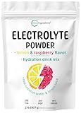 Micro Ingredients Electrolyte Powder, 2 lbs (139 Servings) | Lemon Raspberry Flavor | High Potassium (1,000mg) + Coconut Water & Real Lemon Juice | No Sugar, Keto Friendly | Non-GMO