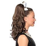 GIRLY CURLS Cheerleader Curly Hairpiece Champ 18" Cheer Ponytail for Girls (Brownie)